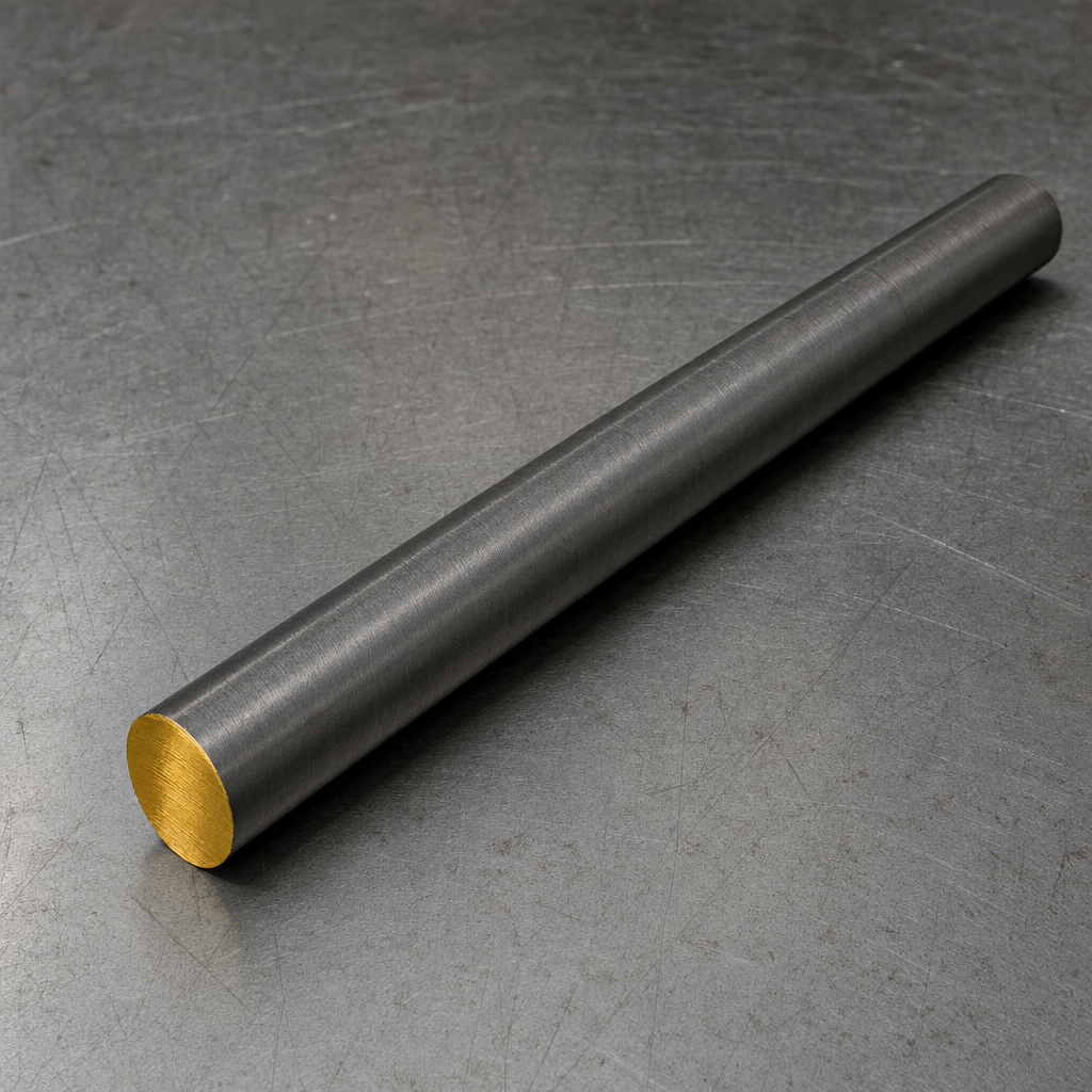 M2 high-speed steel round bar with metallic gold color-code end.